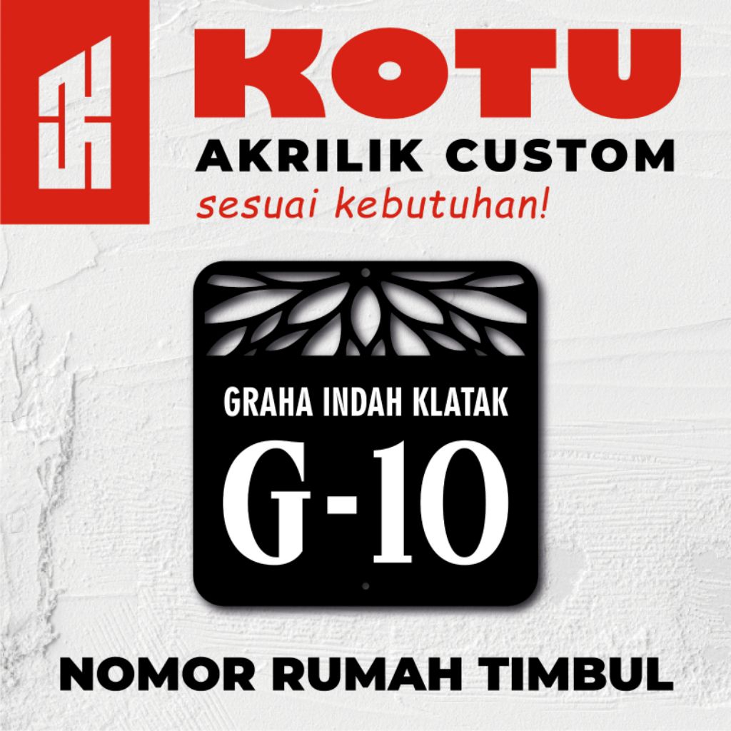 Nomor Rumah Timbul Akrilik / Nomor Rumah Akrilik / Nomor Rumah / Nomor Rumah Timbul