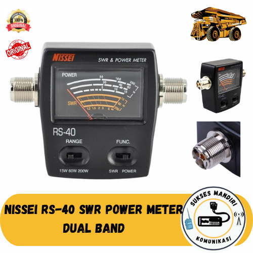 Nissei RS-40 SWR Power Meter 200W Dual Band VHF UHF Ori Baru RS40 HT