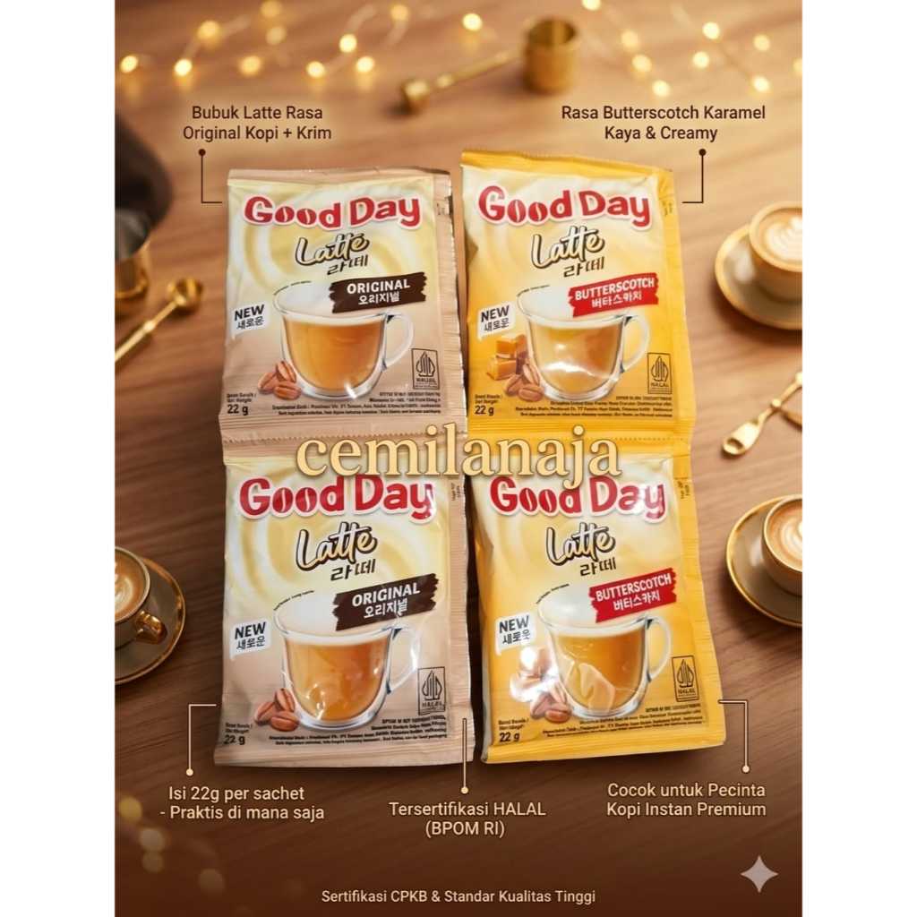 GOOD DAY LATTE KOPI INSTAN ALA KOREA RASA KELAPA ORIGINAL BUTTERSCOTCH KARAMEL HALAL MINUMAN MURAH