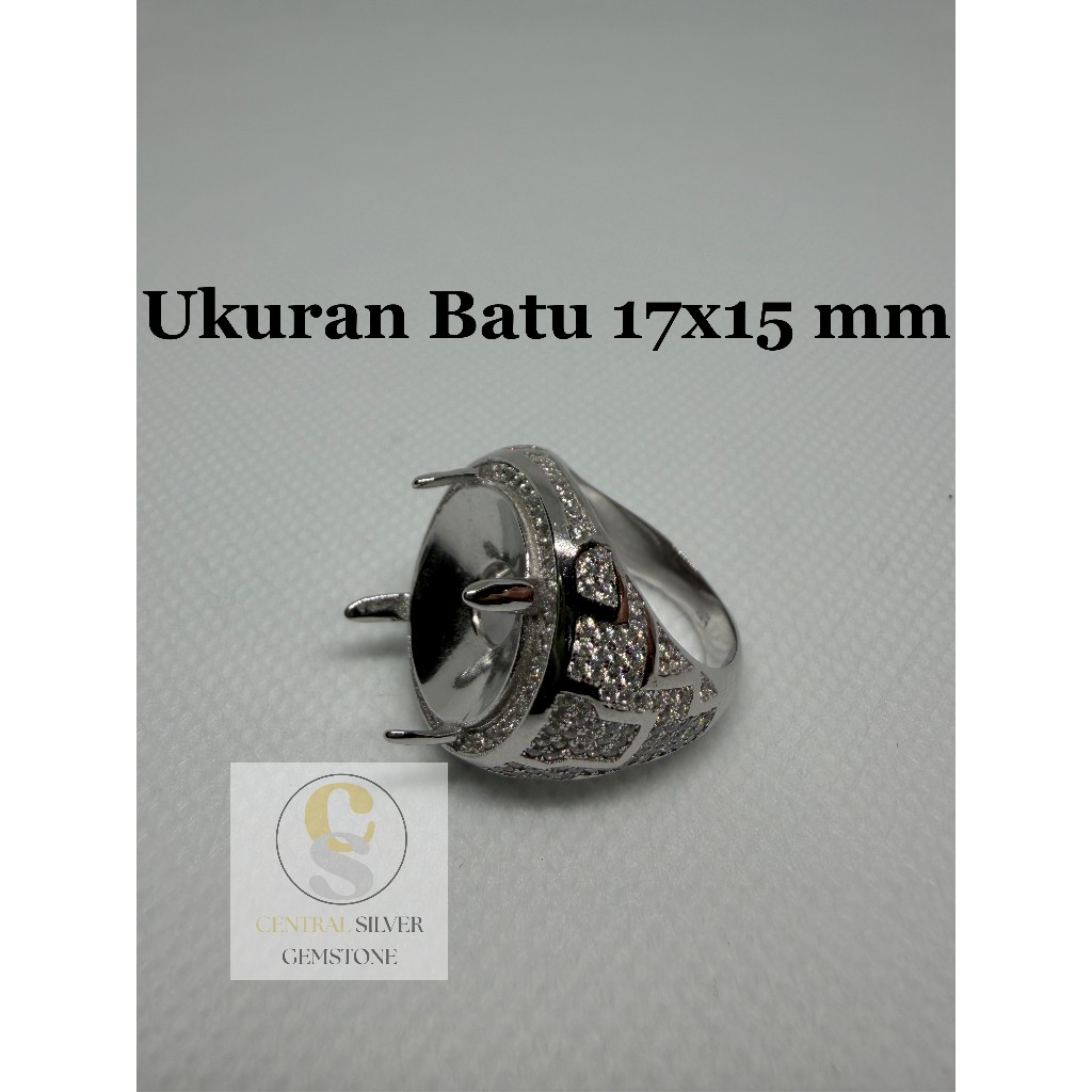 Emban Cincin Silver 925 pria untuk batu akik [Ukuran 17x15 mm]