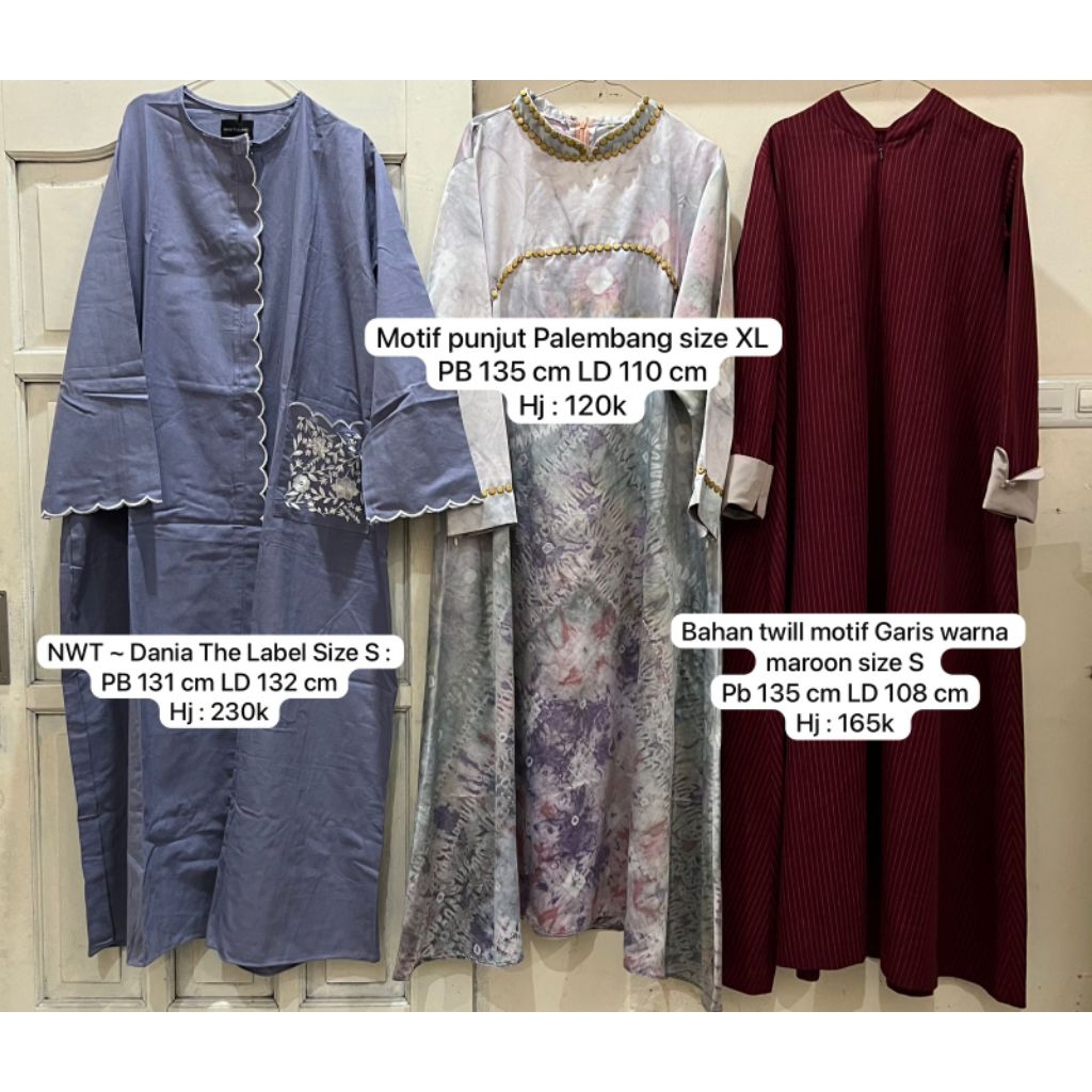 SLIDE 13 DI KANAN - ABAYA BAHAN COTTON TWILL motif salur strip maroon merah