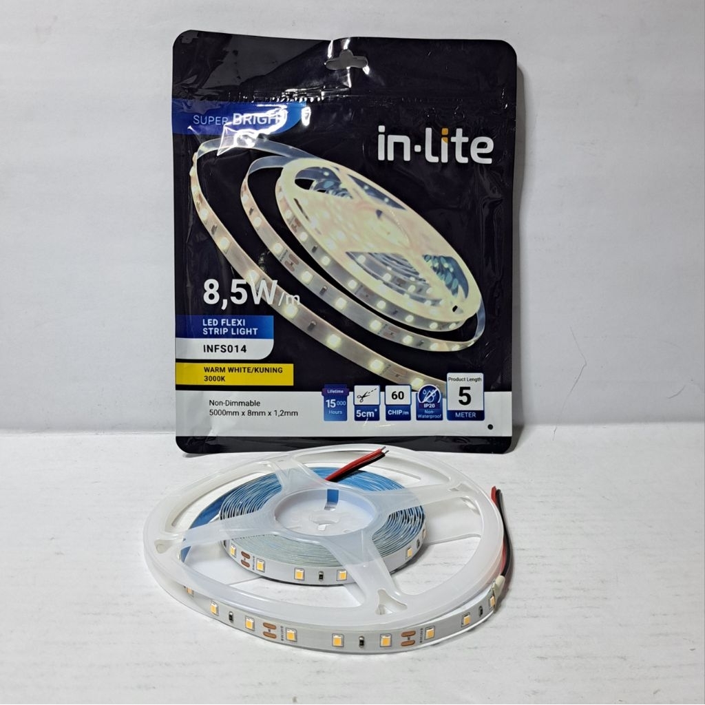 Flexi strip light inlite 60 chip/M 8,5w/M ip20 dc 12v - KUNING