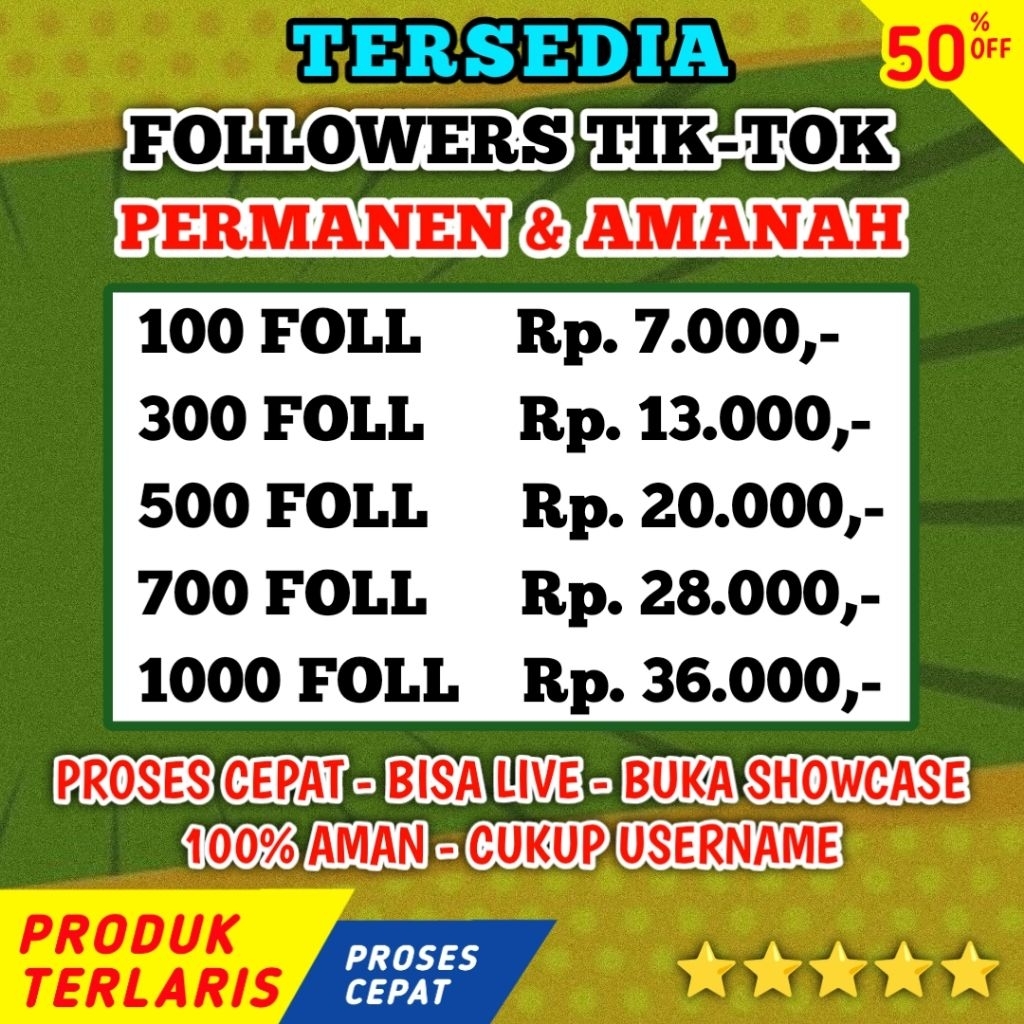 Tersedia Followers TikTok Akun Asli Permanen Bisa Live