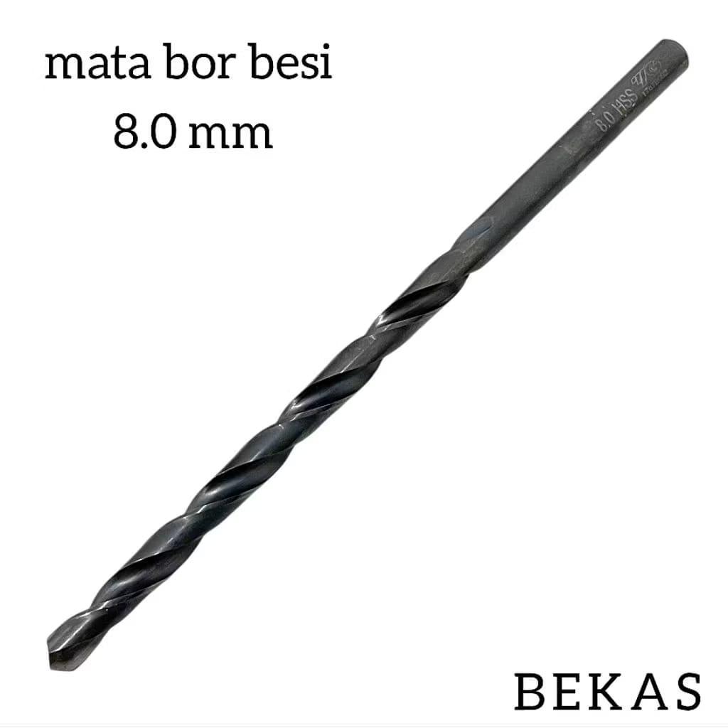 mata bor besi 8mm long 140mm mata bor hss 8.0 mm WG/YG bekas mulus