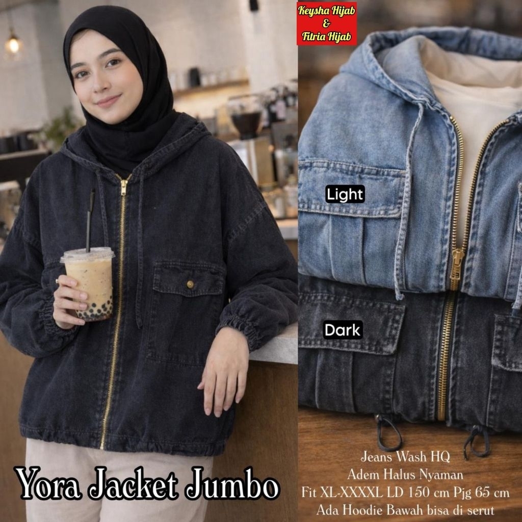 JAKET JEANS JUMBO LD 150 JAKET WANITA OVERSIZE TERBARU KEKINIAN