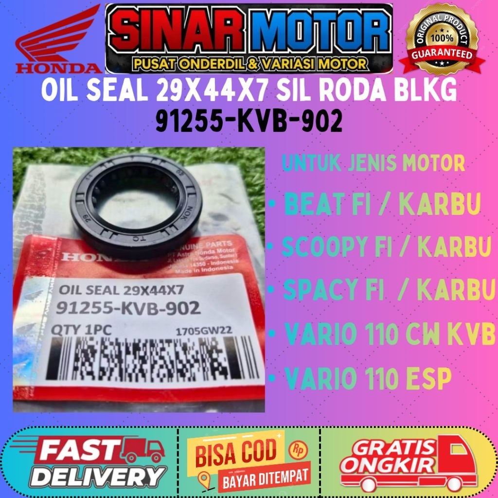 Oil Seal 29X44X7 Original 91255-KVB-902 Untuk Beat FI Scoopy FI Spacy FI Vario 110 Karbu