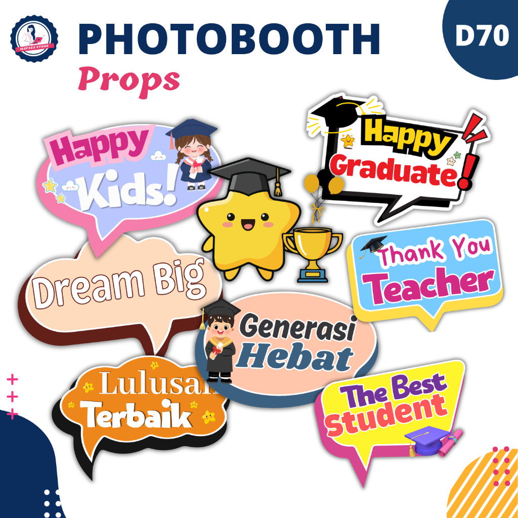 Photobooth props anak wisuda perpisahan TK custom dekorasi graduation sekolah photo booth request