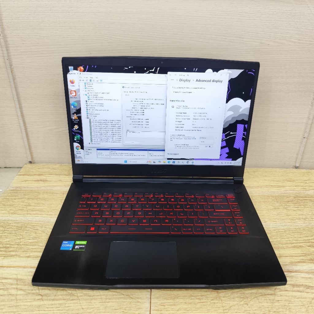 Laptop Bekas MSI Gf63 11sc Core i5-11400H Ram 8gb Ssd 512gb Gtx 1650