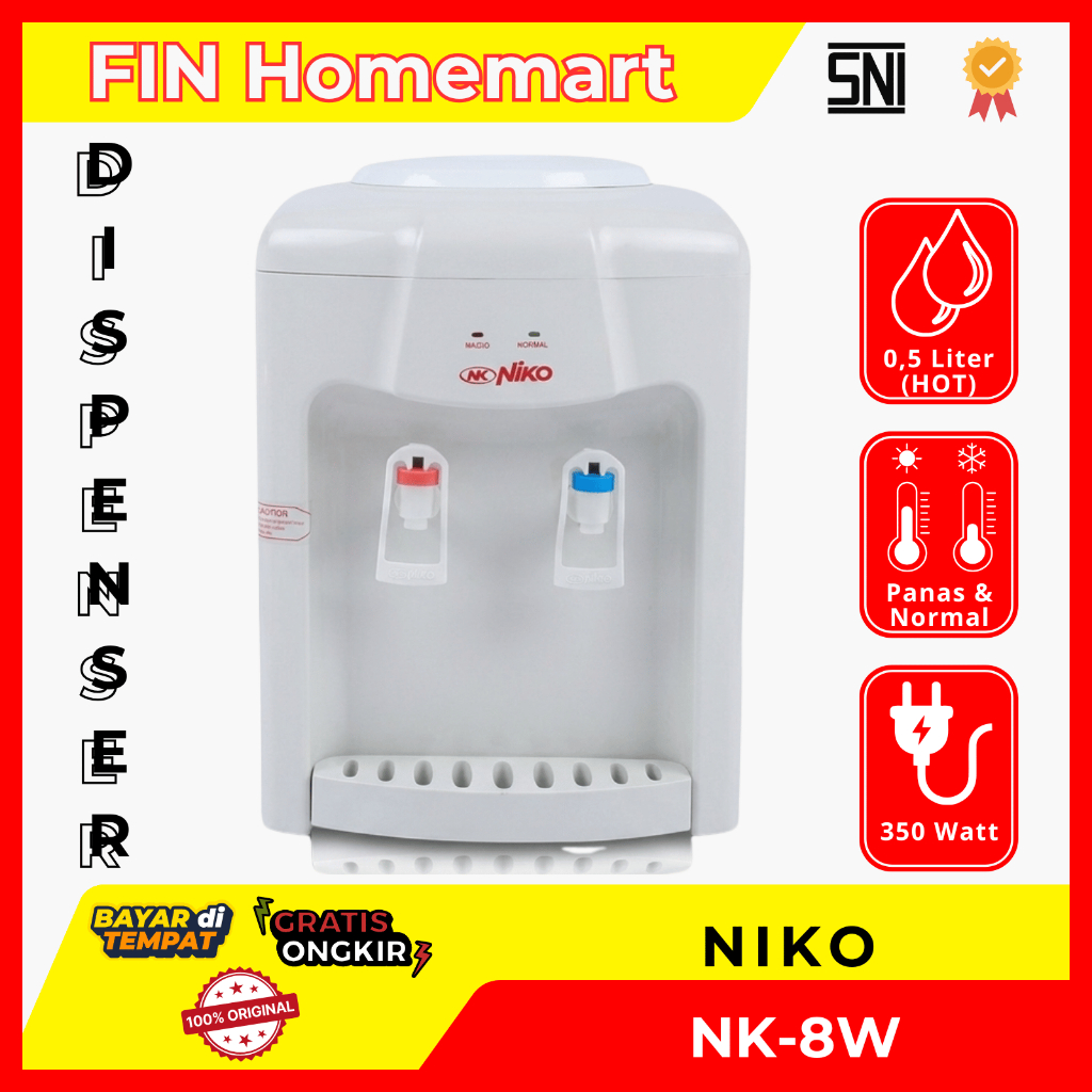 NIKO Dispenser Air Panas & Dingin NK 8W - Dispenser Galon Atas Hemat Listrik
