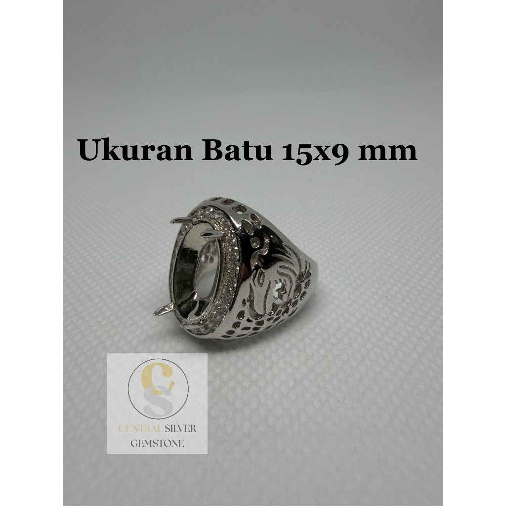 Emban Cincin Silver 925 pria untuk batu akik [Ukuran 15x9 mm]