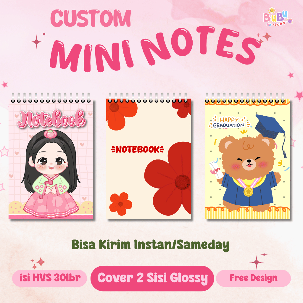 CUSTOM NOTEBOOK A6 A7 FREE DESIGN CUSTOM NOTEBOOK MINI SOUVENIR