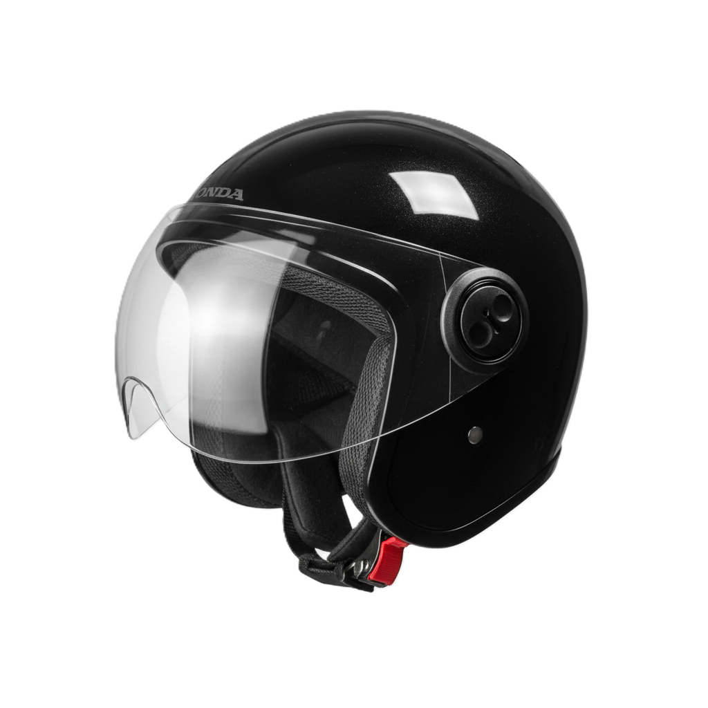 Helm SCOOPY hitam polos, bawaan motor untuk pira dan Wanita Dewasa - Desain Elegan, Kaca Pilot, Nyam