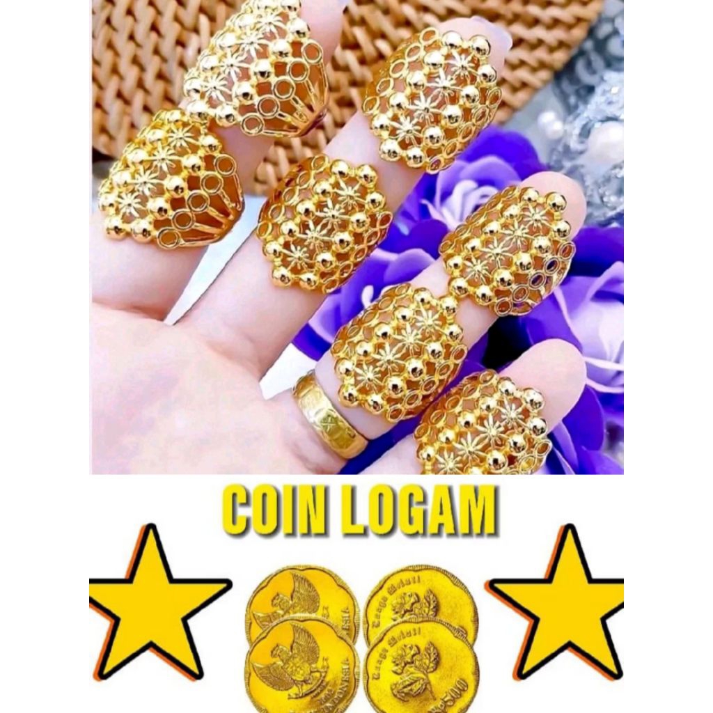 CINCIN KOIN ASLI 1991 CINCIN DUBAI WARNA EMAS ANTI LUNTUR DAN KARAT