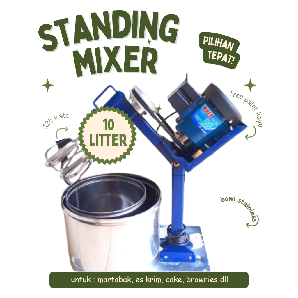 Alat Mixer Adonan Ringan Kapasitas 10 & 12 L - Mixer Es Krim Mini Portable - Mesin Pembuat Es Cream 