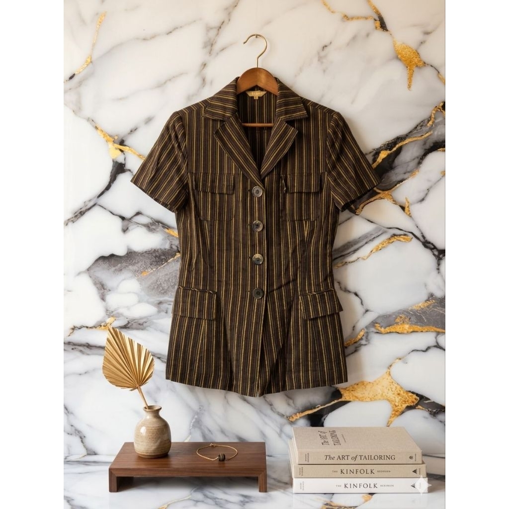RyOutfit - Kemeja Wanita Salur Unik PRELOVED
