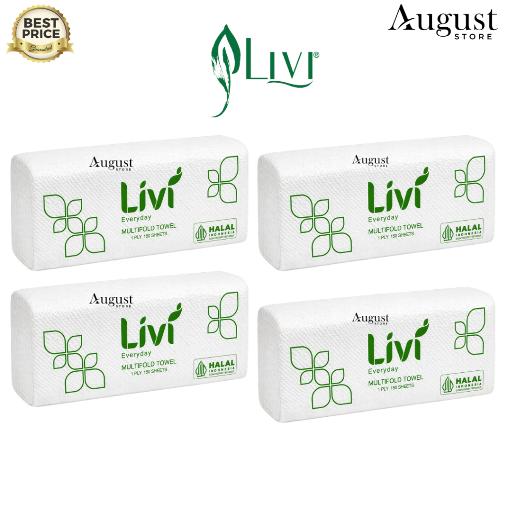 [4 PACK] Tissue Dapur Livi Everyday Multifold 150 Sheets / 1 Ply / Tissue Livi Murah / Tissue Wajah