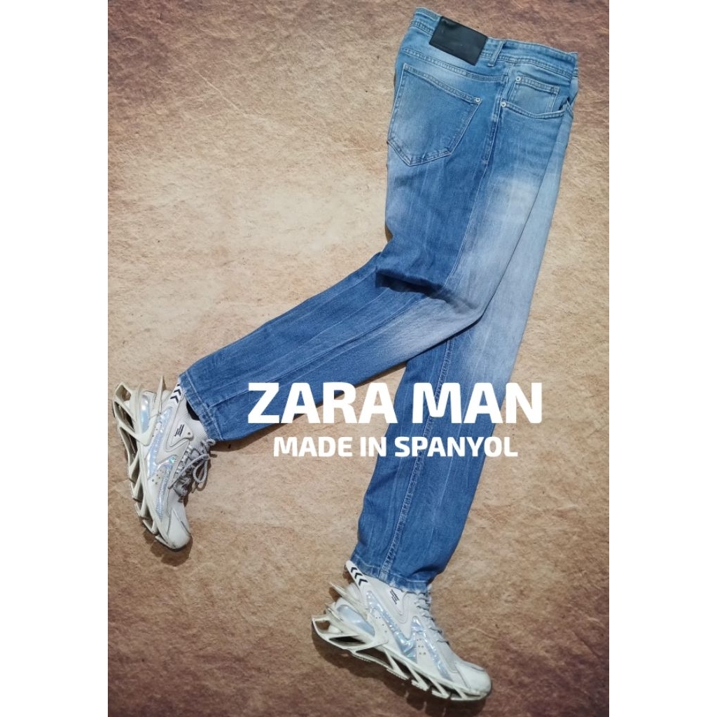 Celana jeans pria keren ZARA MAN slim straight bekas pakai