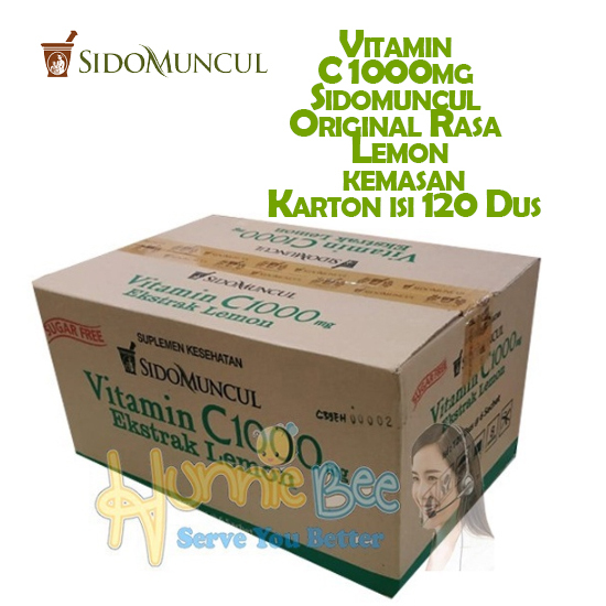 Vitamin C 1000mg Sidomuncul Original Rasa Lemon kemasan Karton isi 120 Dus