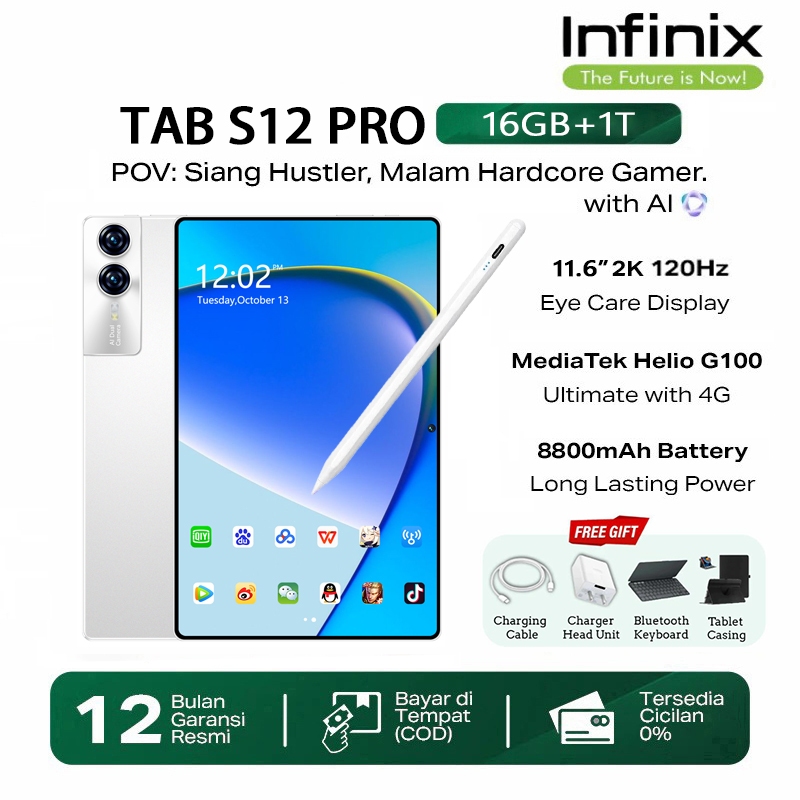 INFINlX Asli Baru Tab S12 PRO Android Tablet murah cuci gudang 11.6" IPS Screen 120Hz 5G Android Pad
