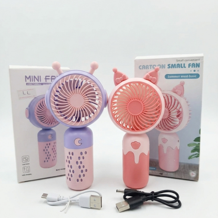 Kipas Mini Portable Karakter Lucu / Mini Fan USB Karakter Unik - Kipas Tangan Rechargeable  - Hadiah