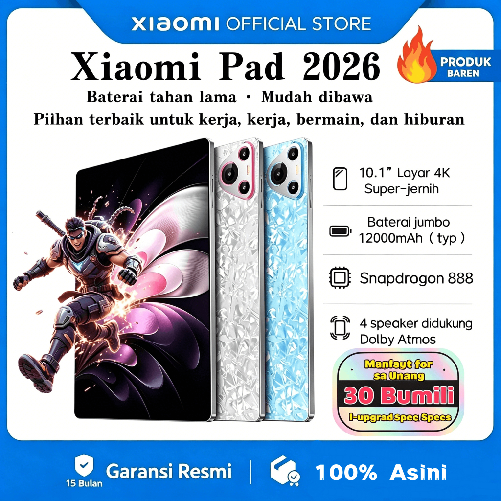 Xiaomi Pad 5G 10.1" 16GB+1TB Snapdragon 888 | 120Hz OLED FullView | Tablet Android Premium Murah | G