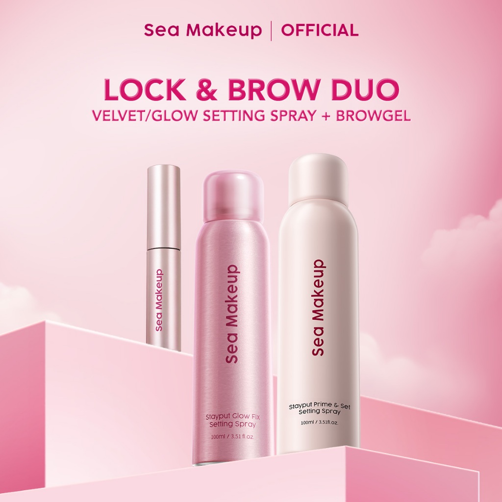 Sea Makeup Lock & Brow Duo Bundle 2in1 Setting Spray & Brow Gel | setting spray untuk makeup tahan l
