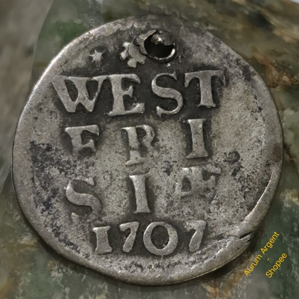 ST.30-- 1 PC KOIN PERAK KUNO ASLI 2 STUIVER WESTFRISIA TH 1707. --  SILVER COIN --