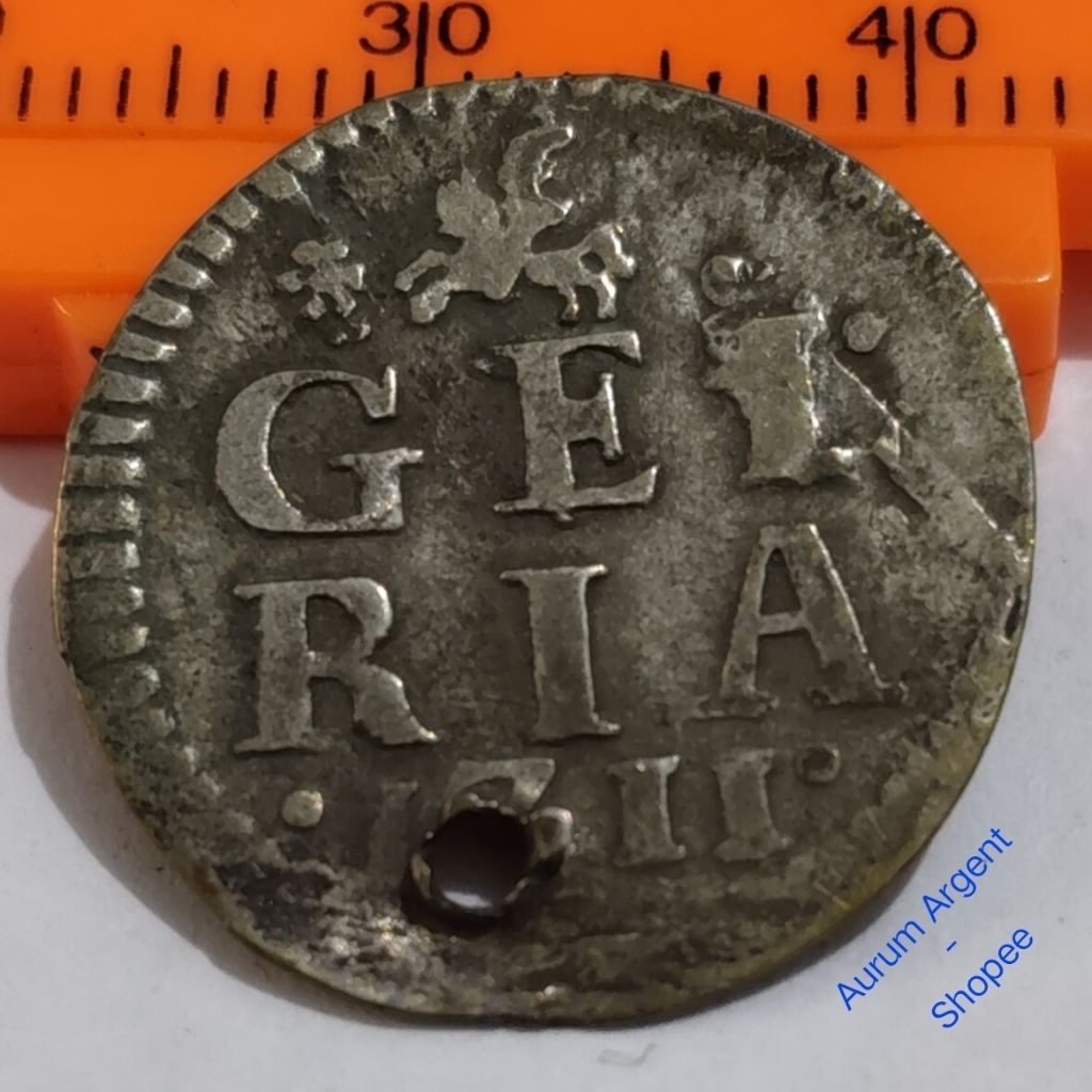 ST.33- 1 PC KOIN PERAK KUNO ASLI 2 STUIVER GELRIA TH 1711. --  SILVER COIN --
