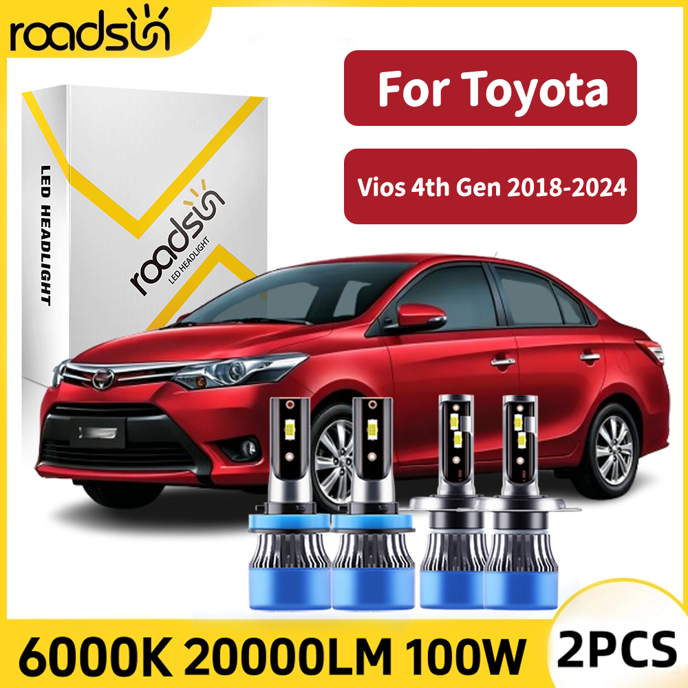 Cocok untuk Toyota Vios 4th Gen 2018-2024 Super Terang Led Lampu Depan Mobil Bohlam Hi/Lo Beam Lampu