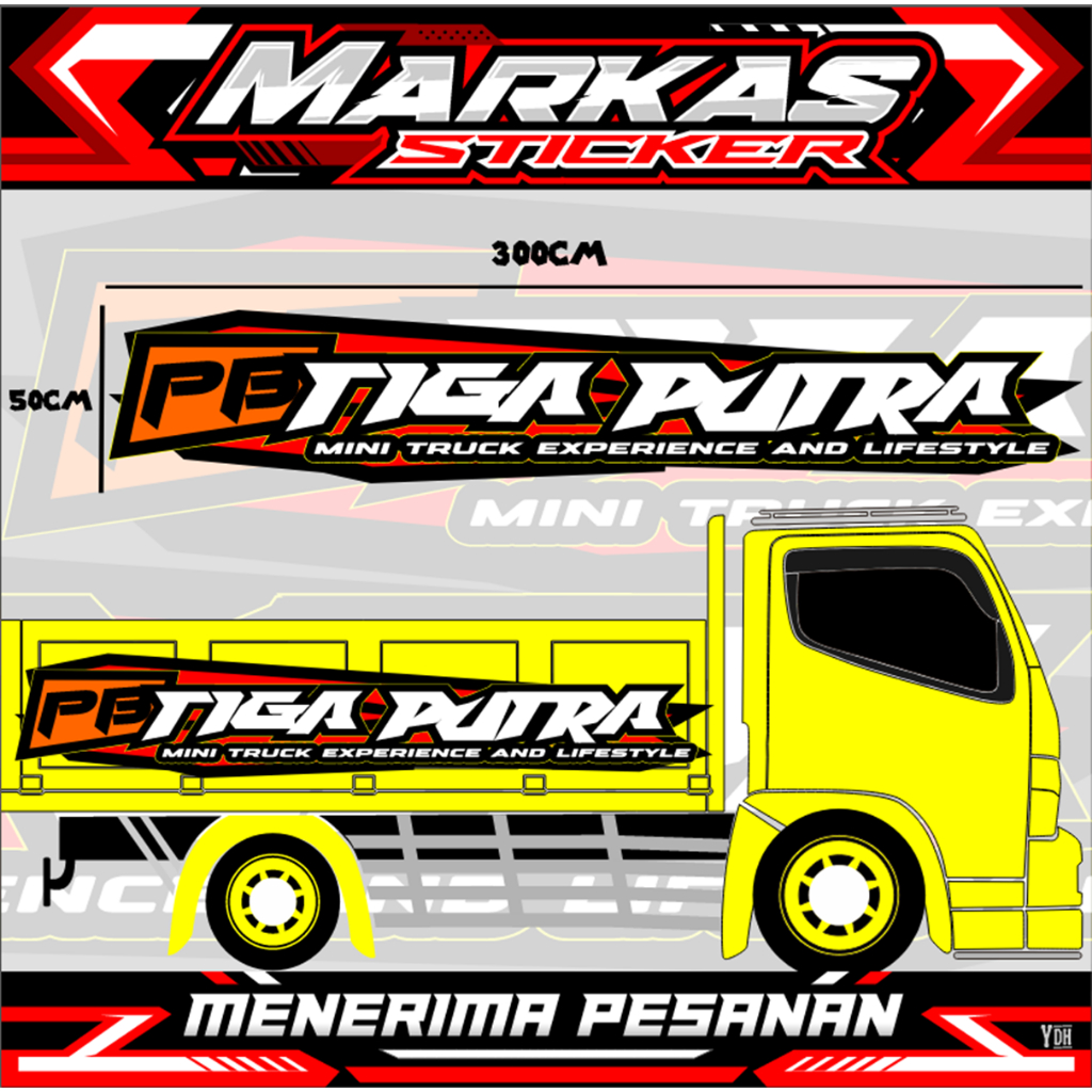Stiker Decal Printing Variasi Bak Samping Truk Engkel - Stiker Bak Samping Ukuran 300x50cm - Desain 