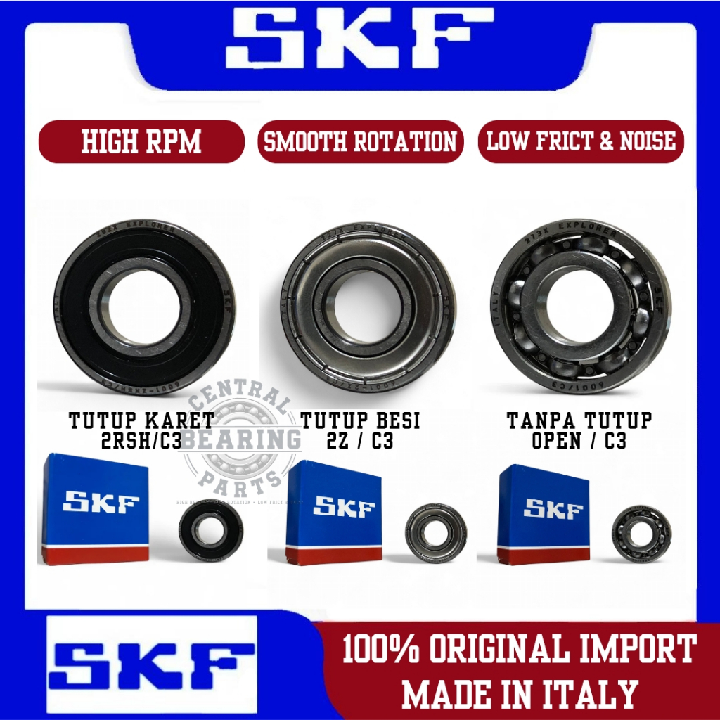 Bearing 6000 Skf Series Tutup Karet 2RSH/C3 Klaher 6000 Skf Tutup Besi 2Z/C3 Laher Skf 6000 Open/C3