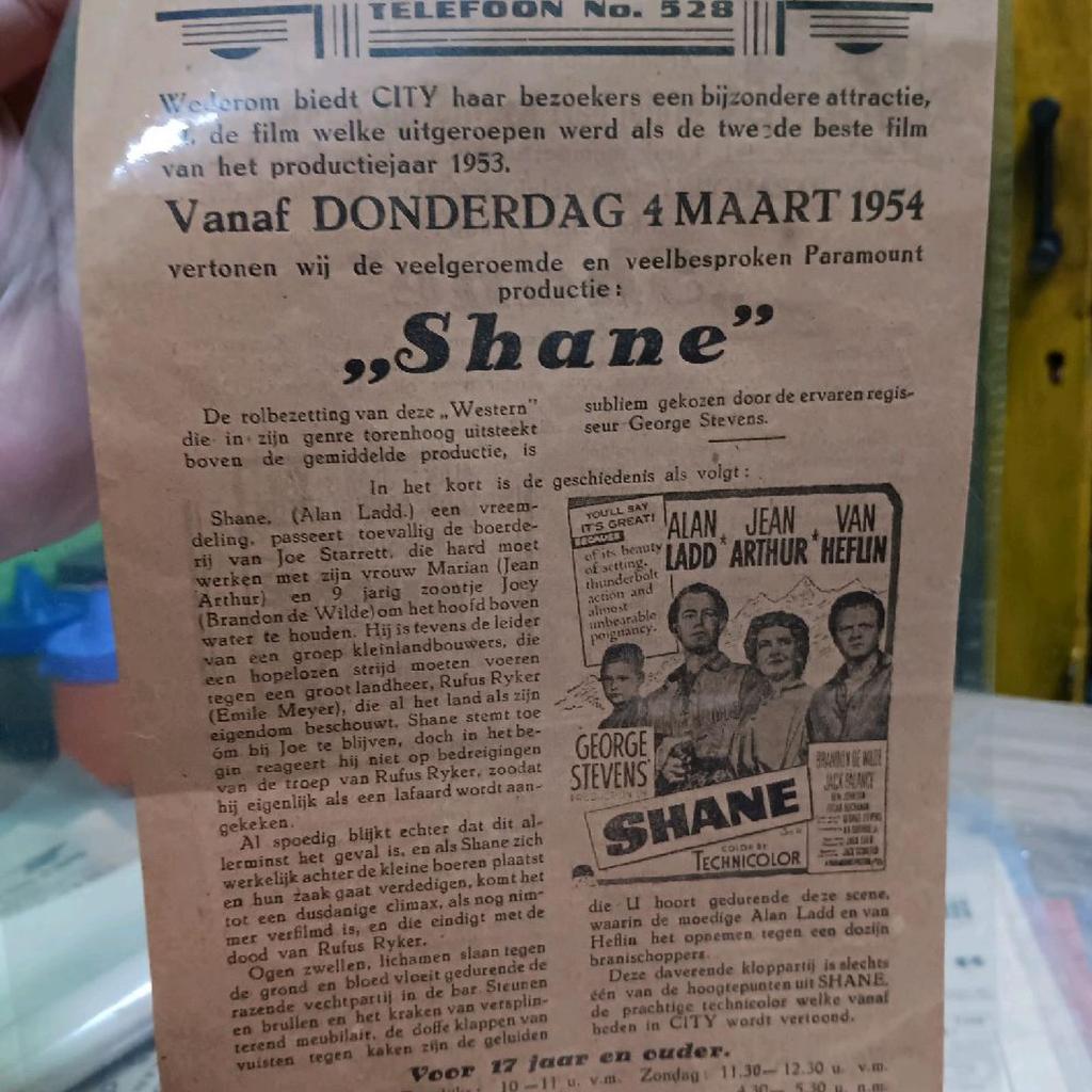 flyer film poster film langka shane 1952