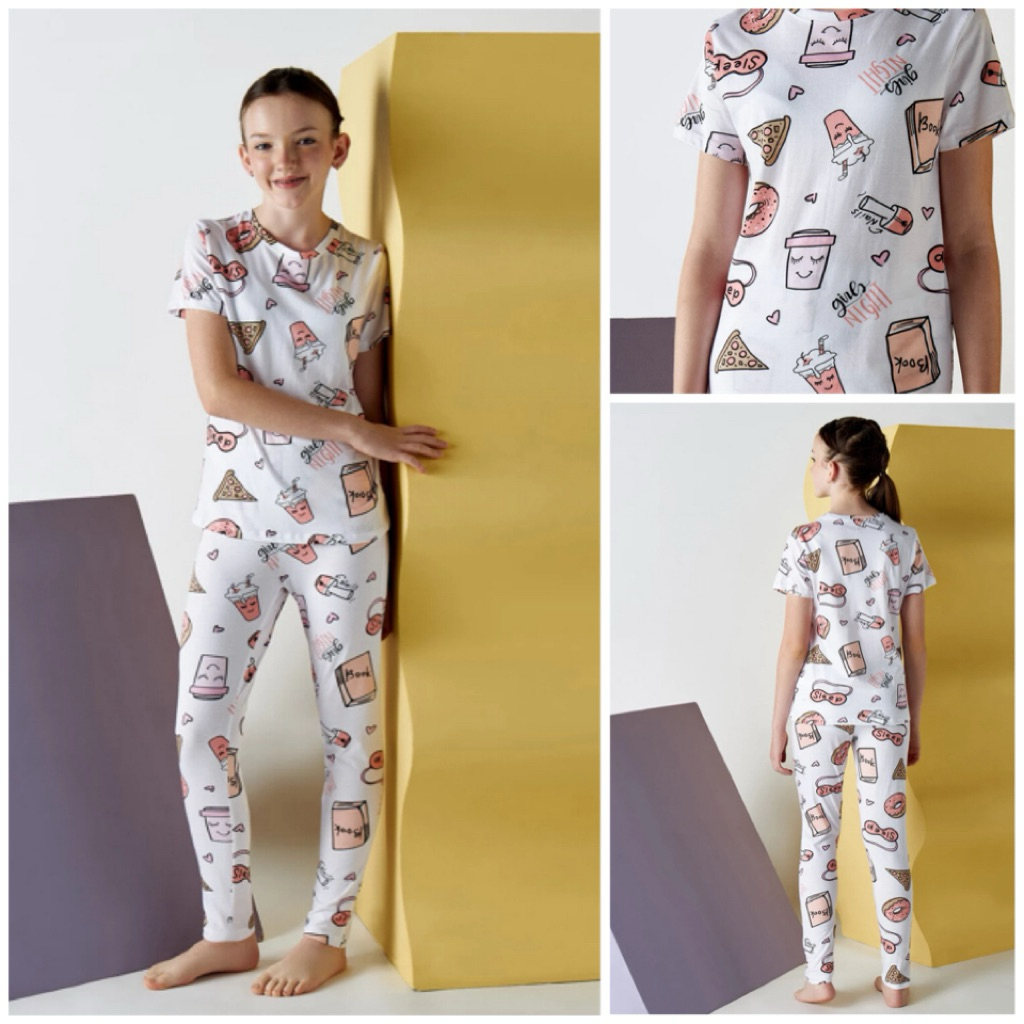 MAX SALE, 2 Piece Donuts White Pyjamas
