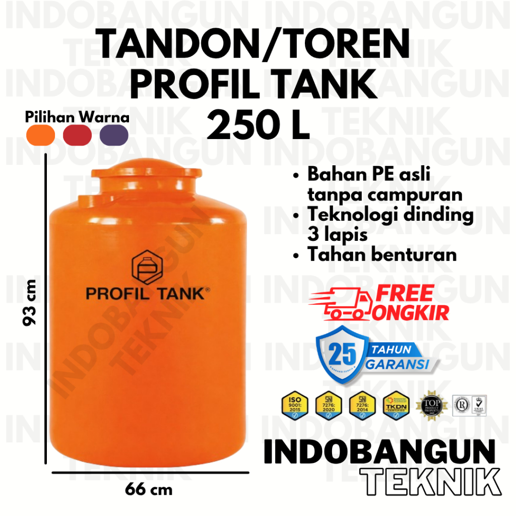 Tandon Toren Tangki Air Profil Tank 250 Liter TDA Harga Murah Garansi 10 Tahun Original Berkualitas