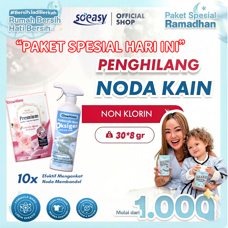 Paket Pembersih Pakaian Lengkap | Penghilang Noda Membandel Kopi Oli Tinta + Laundry Pod 8x Cleaning