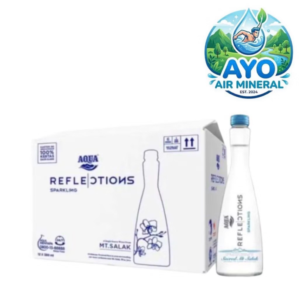Aqua Reflections Sparkling Mineral Water 380ml [ Dus isi 12 Botol Kaca ]