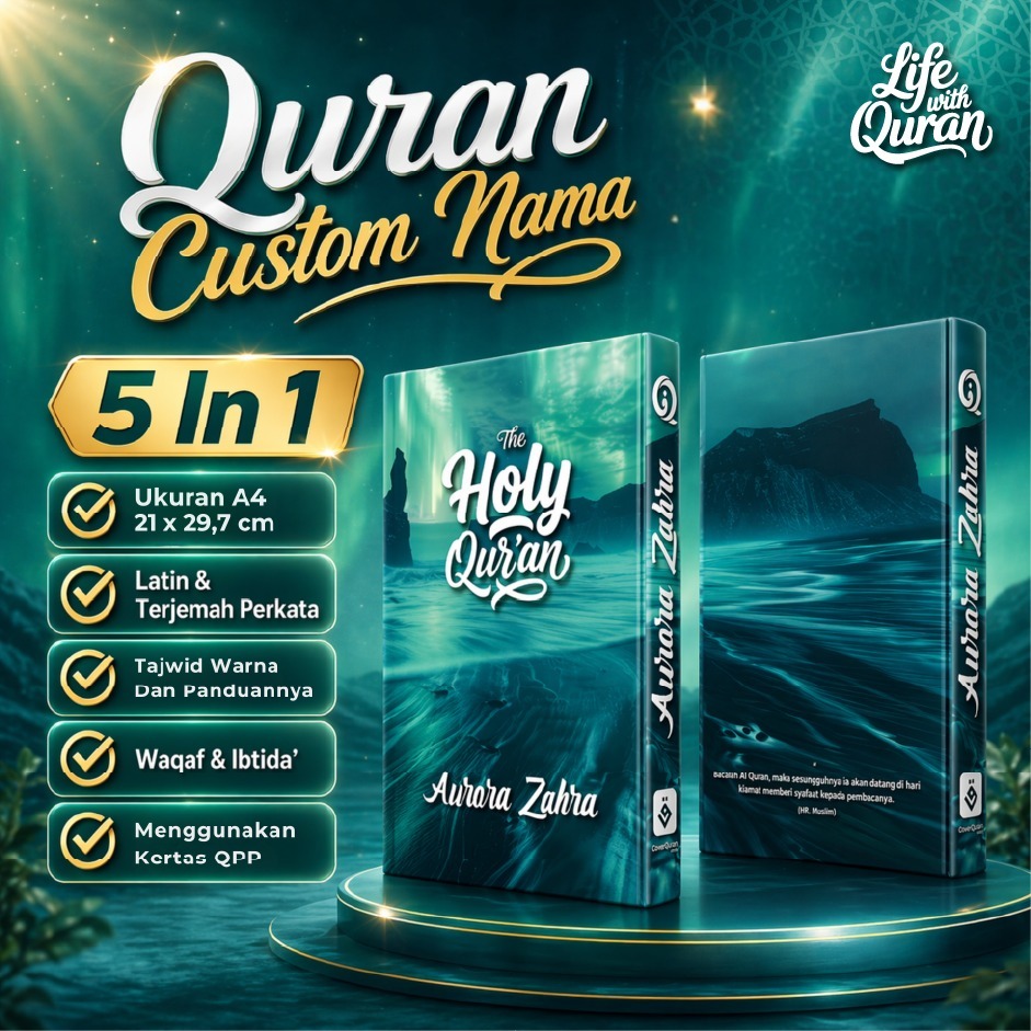 Al Quran Custom A4 Latin Perkata | Custom Nama | Custom Quotes