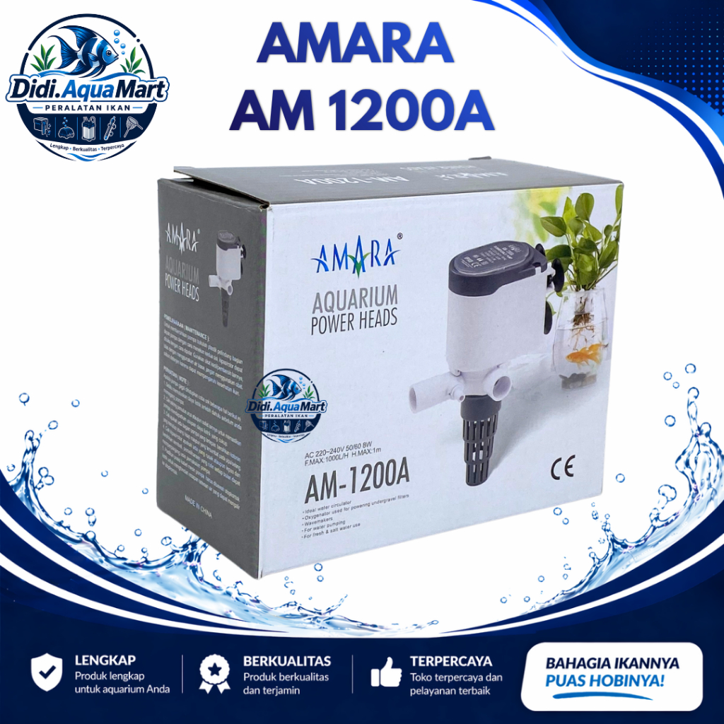 Amara AM 1200A Pompa Air Celup Aquarium Aquascape Pompa Kecil Aquarium