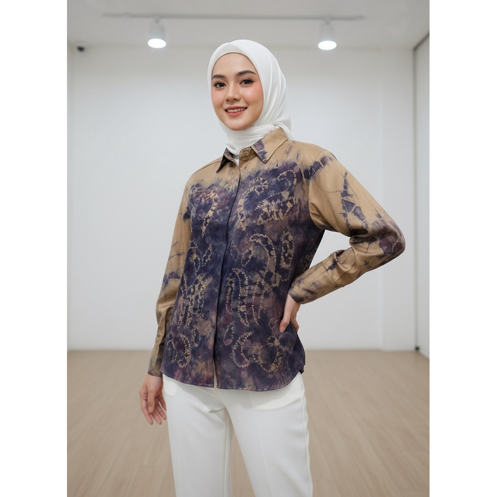 ATASAN BLOUSE KEMEJA WANITA SASIRANGAN 0014 [LD 106 CM]