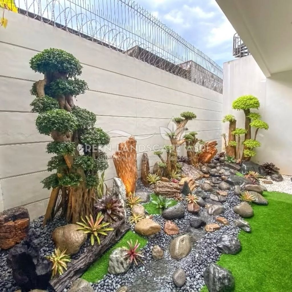 Taman kering depan rumah / pembuatan dekorasi taman / taman minimalis / taman vertikal garden / tama