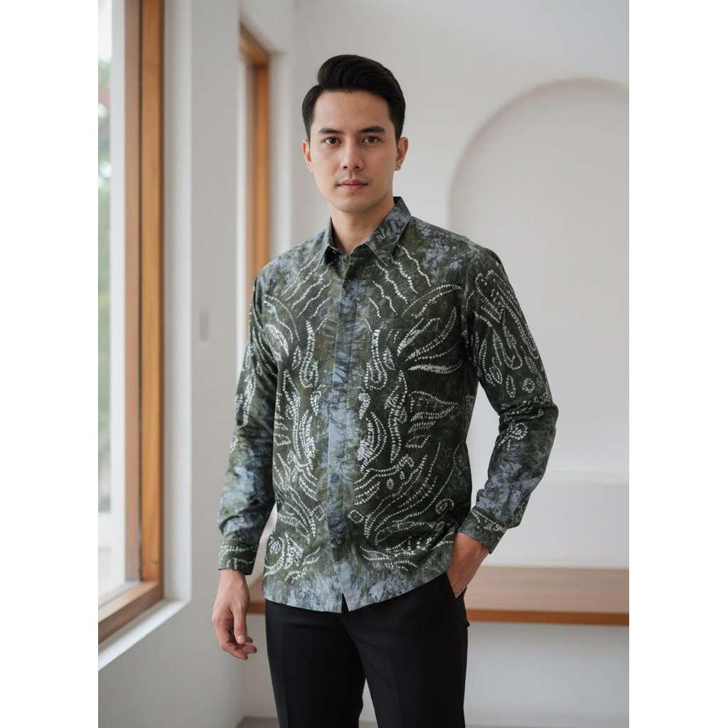 BAJU KEMEJA PRIA MOTIF SASIRANGAN SIZE L