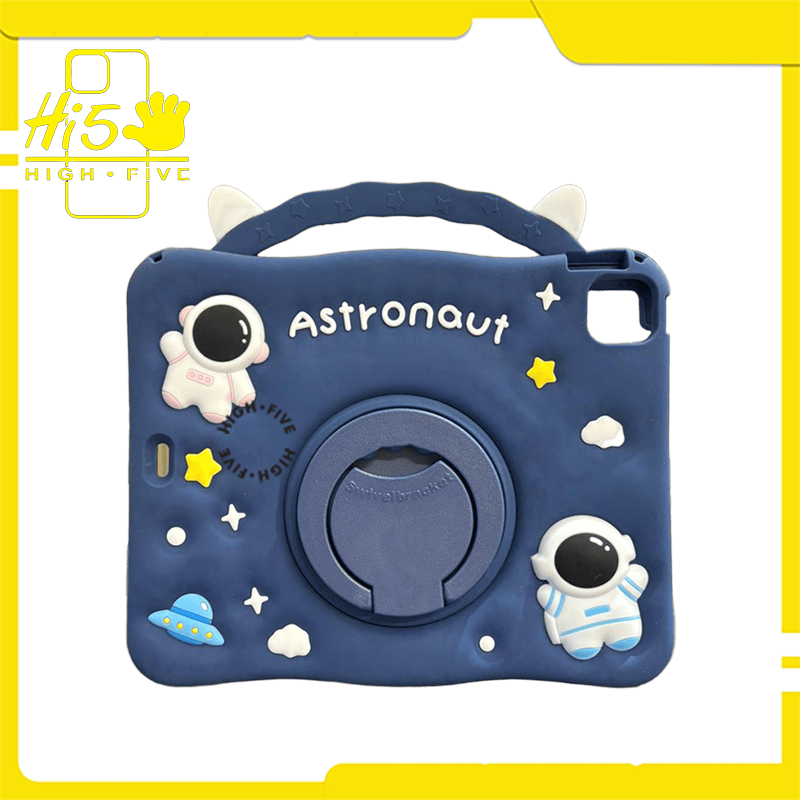 ASTRONAUT Case Lucu Soft Silicone + Holder Ring 360 + Strap Tali Tablet Anti Shock Cute Cover for Sa