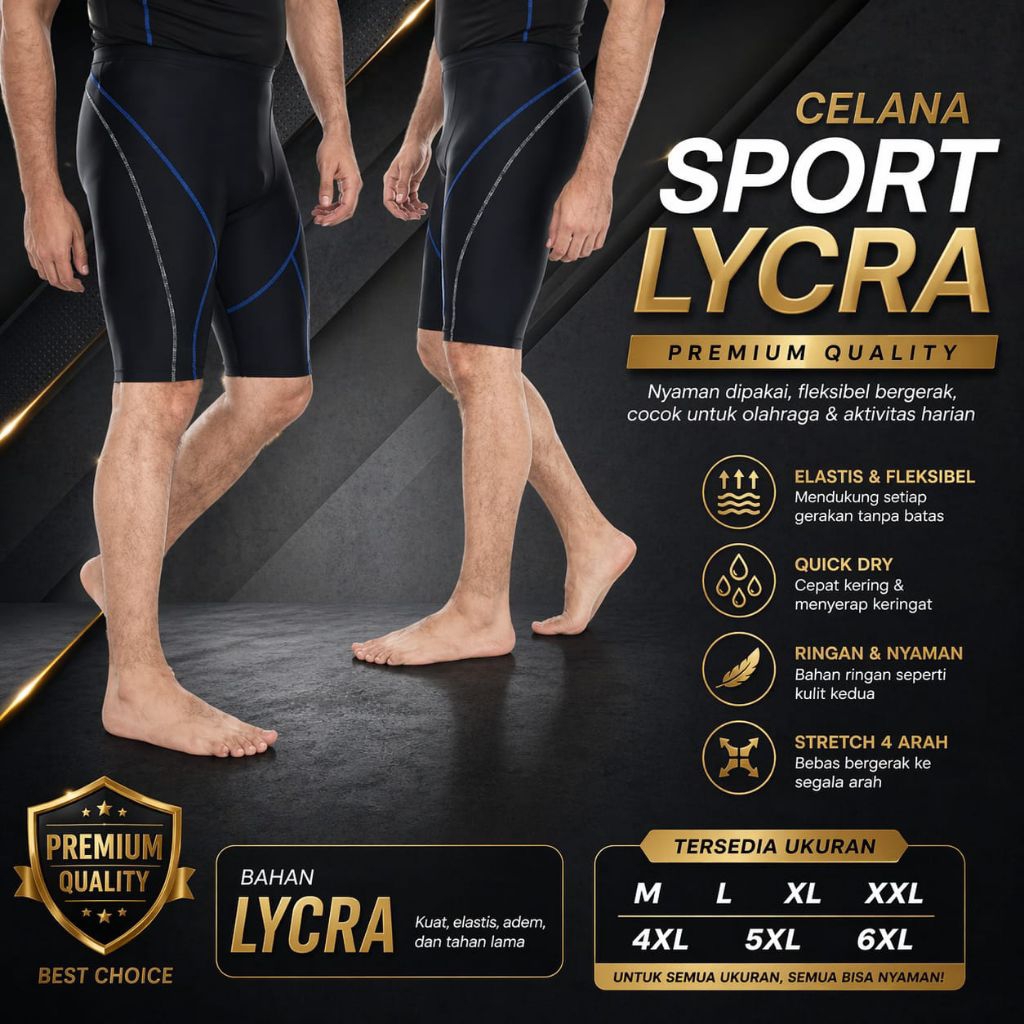Celana Legging pendek renang gym lycra