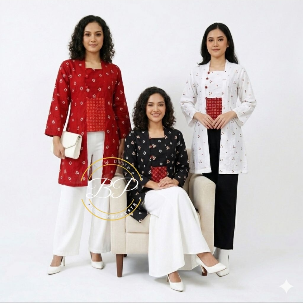 BATIKPAKDE - Ready Stock TRUMBU Tunik Kebaya Kutu Baru Panjang Series Jumputan