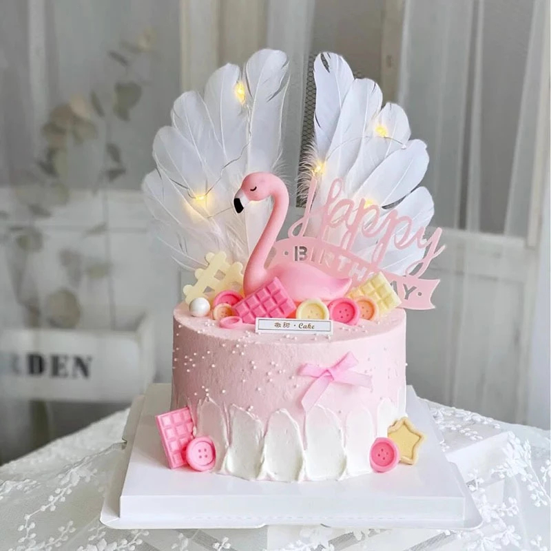 Topper cake  Angsa / Cake Toper Angsa Pink Romantis / Topper Kue Anniversary Angsa Murah