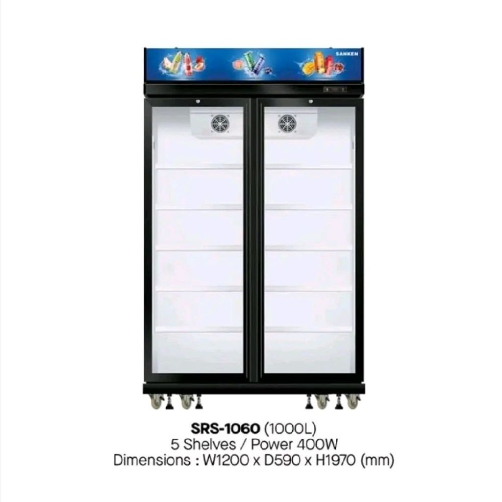 Showcase Sanken SRS-1060 | Kulkas display kaca minuman SRS1060 1000L 1000 L liter 5 rak