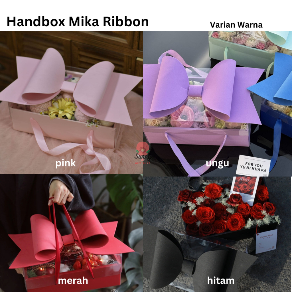Handbox Mika Ribbon / Mika Hand Box / Box Transparant / Box Florist / Box bunga florist / mika / han