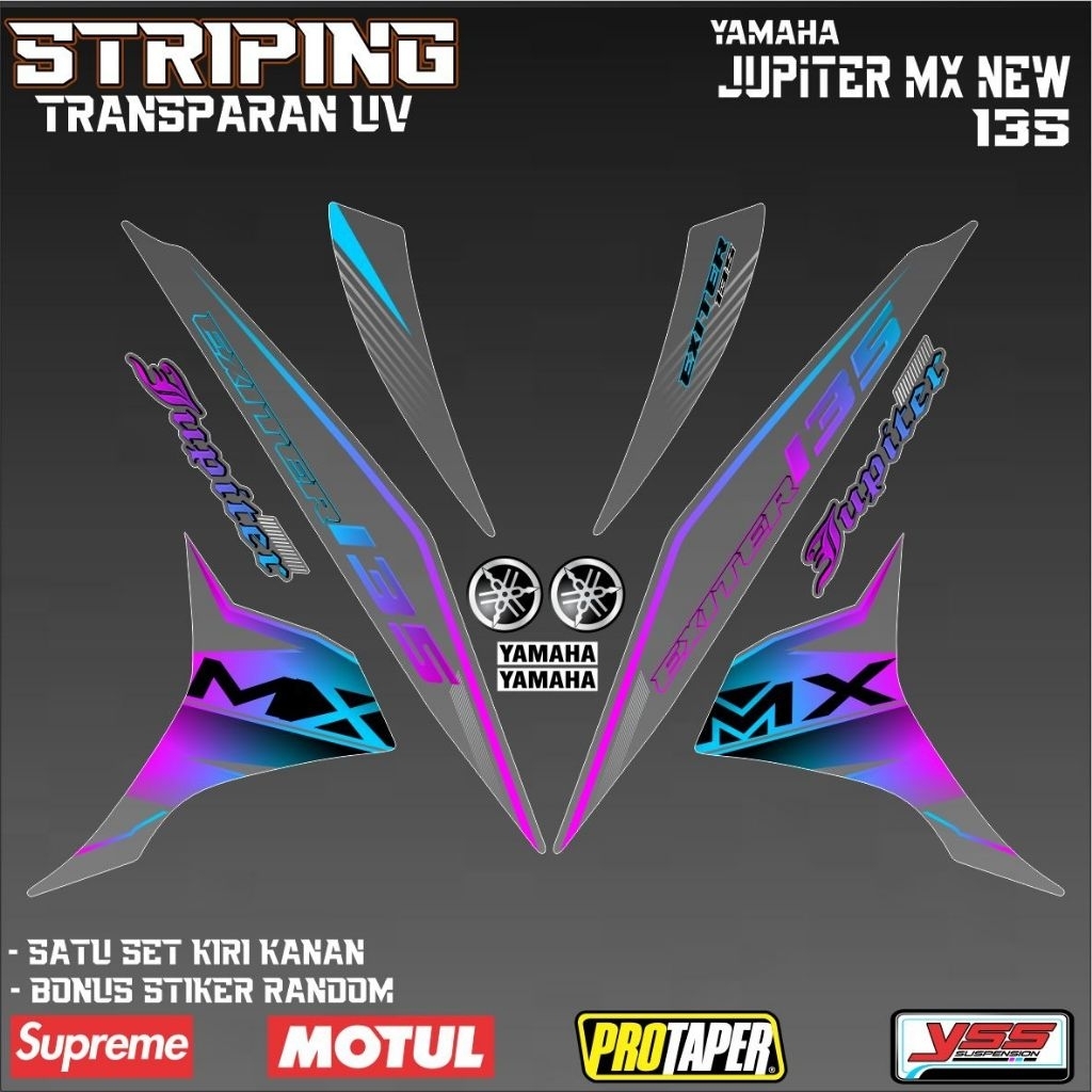 Sticker Motor Jupiter MX New 135 Transparan Uv / Striping Variasi Yamaha MX Baru 135cc