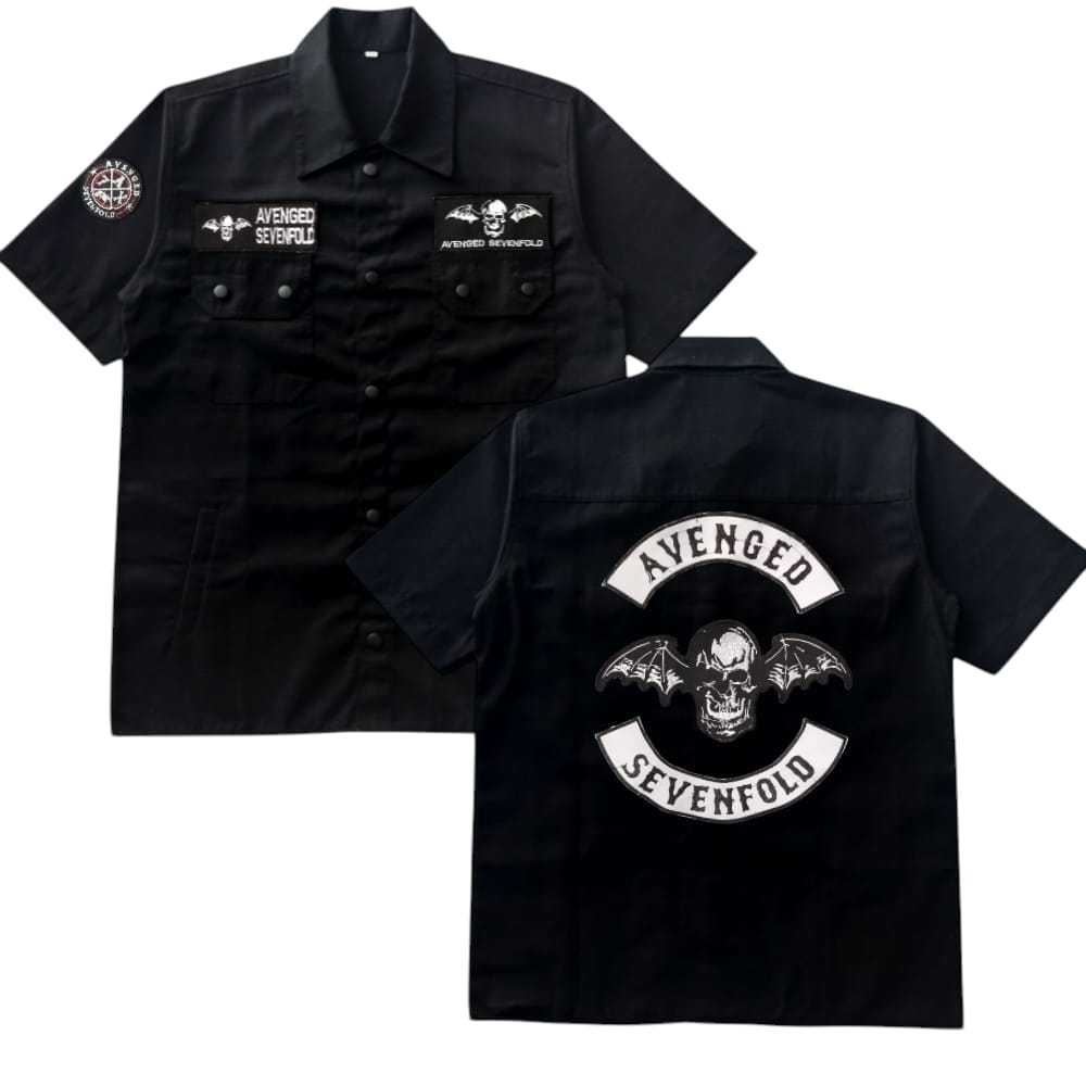 KAMEJA WORKSHIT SEMI PARKA TANGAN PENDEK ORIGINAL KOLABORASI EMBLEM. BORDIR BAHAN PREMIUM