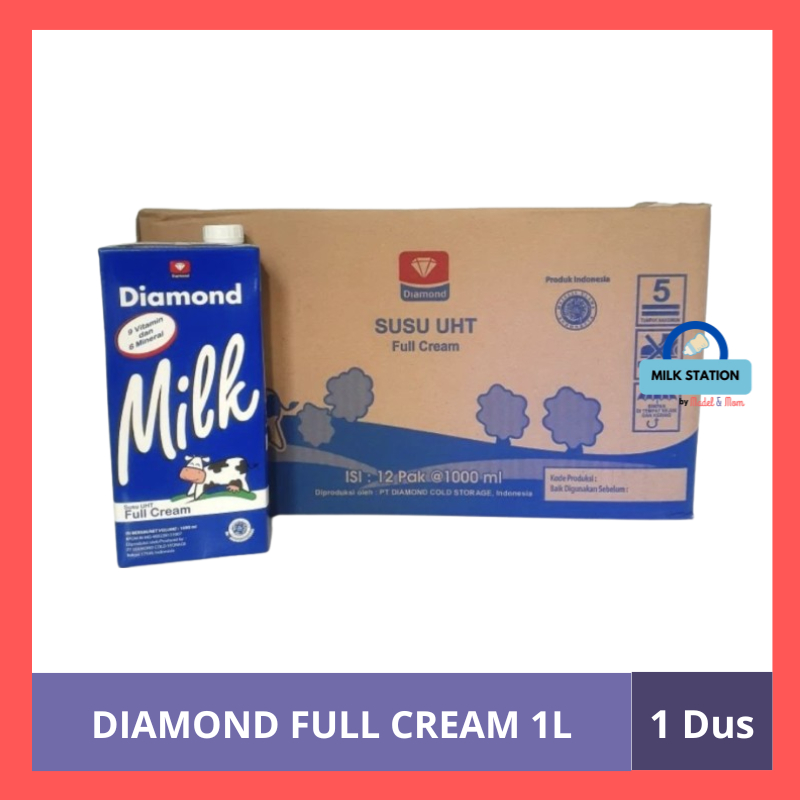 Susu Diamond Full Cream UHT 1 Liter Per Karton